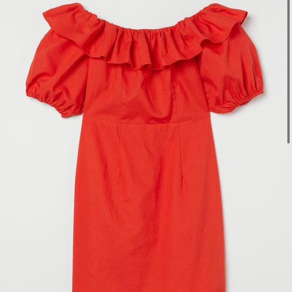 Linen blend off-shoulder dress - Picture 3 of 4